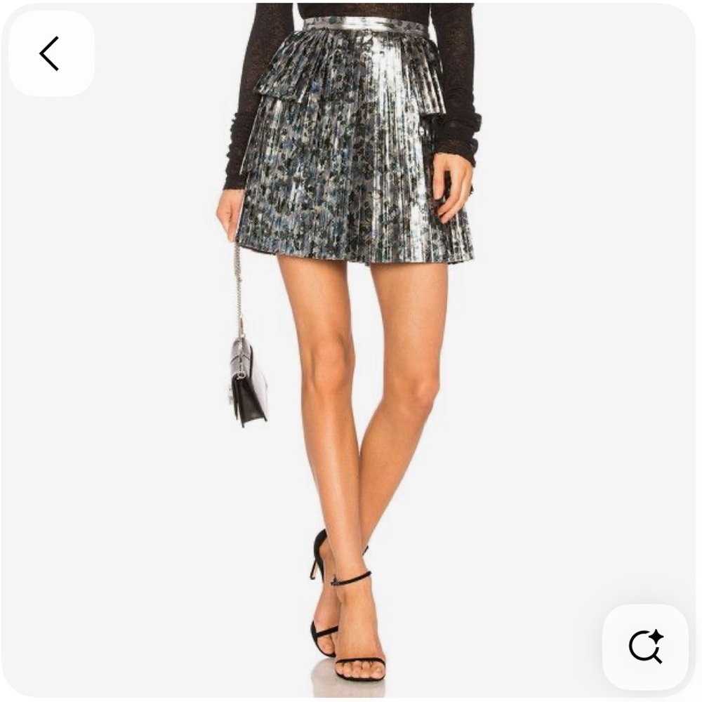 NWT Tanya Taylor Sidra Metallic Pleated Skirt, luxury glam party birthday derby